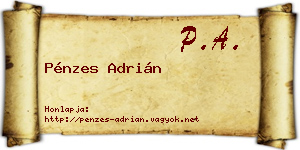 Pénzes Adrián névjegykártya